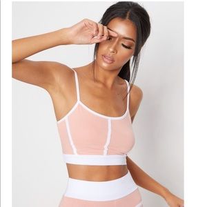 Pink Contrast Sports Bra